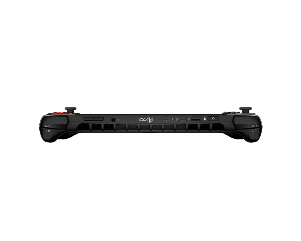 MSI Claw 8 AI Plus Sandstorm top edge with ports