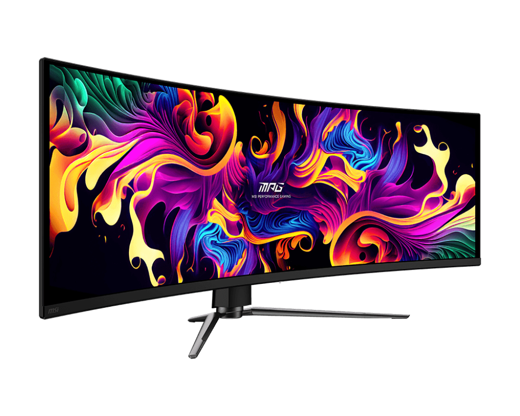 MSI MPG 491CQPX QD-OLED 49-inch 240Hz Curved Gaming Monitor — Opposite front three-quarter view