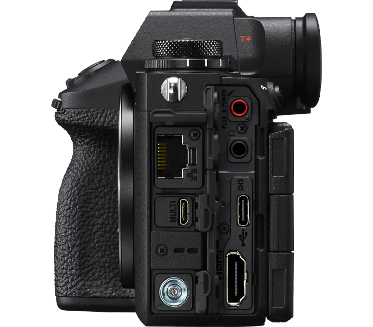 Sony Alpha 1 II Mirrorless Camera (Black, Body Only) — Connection ports open