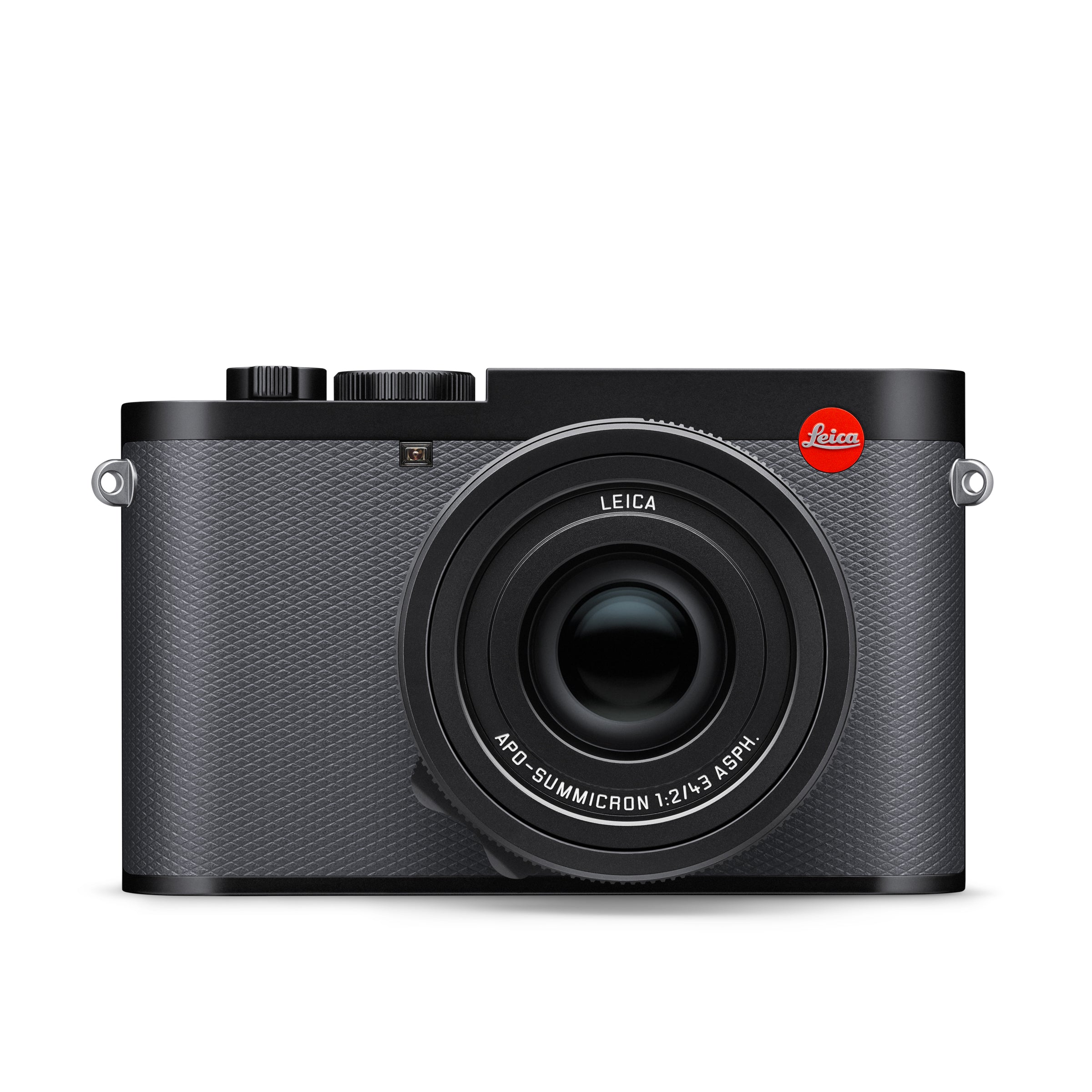 Leica Q3 43 Compact Camera (Black, Grey Covering) — Front view