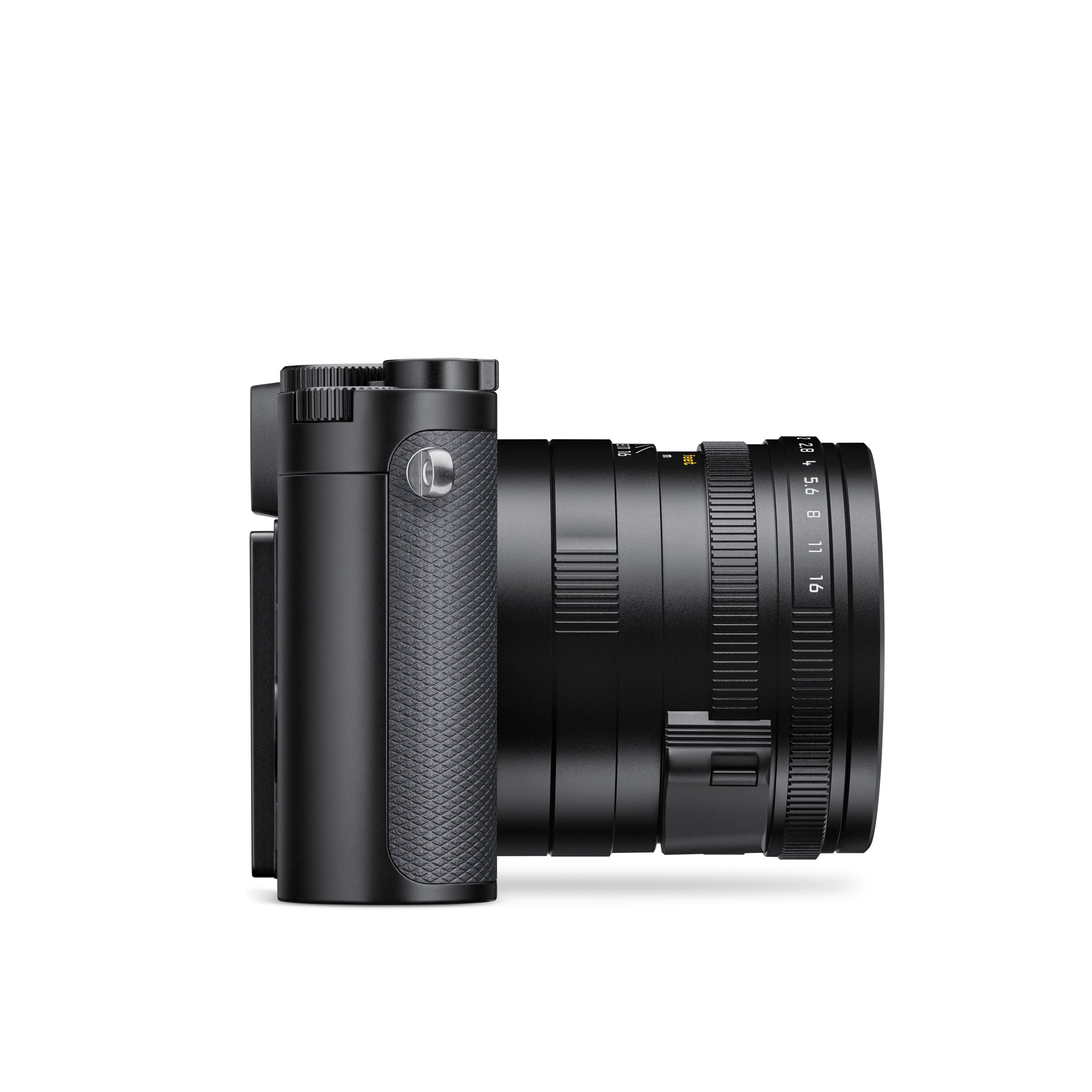 Leica Q3 43 Compact Camera (Black, Grey Covering) — Right profile