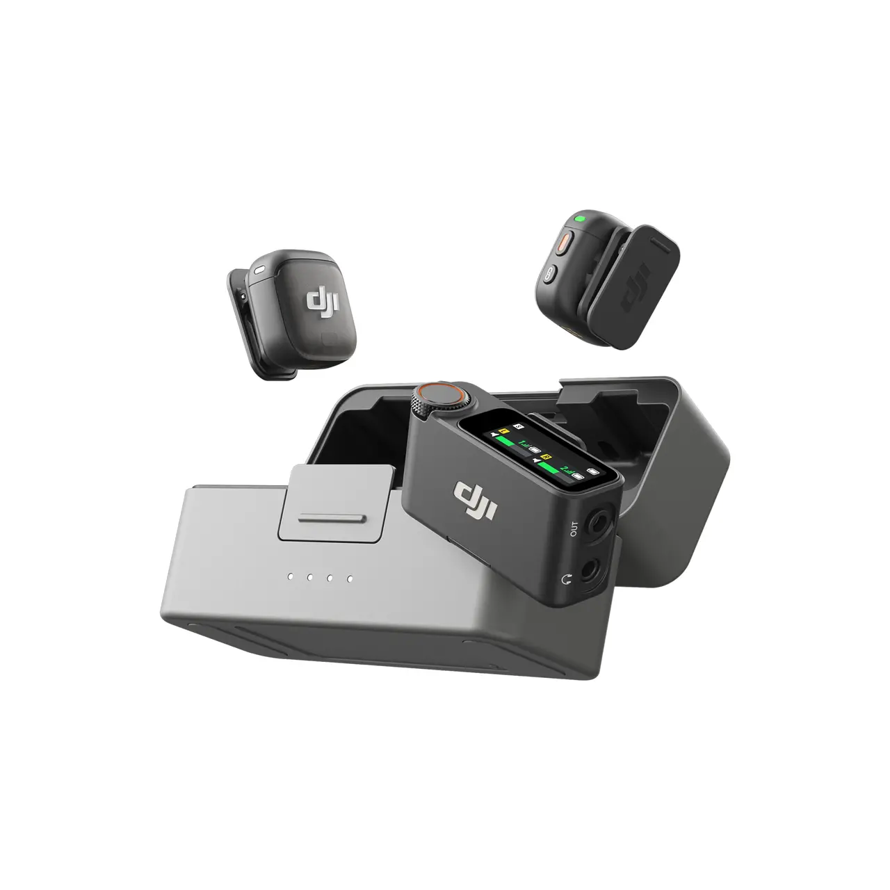 DJI Mic 3 (2 TX + 1 RX + Charging Case) — Transmitters and receiver with charging case