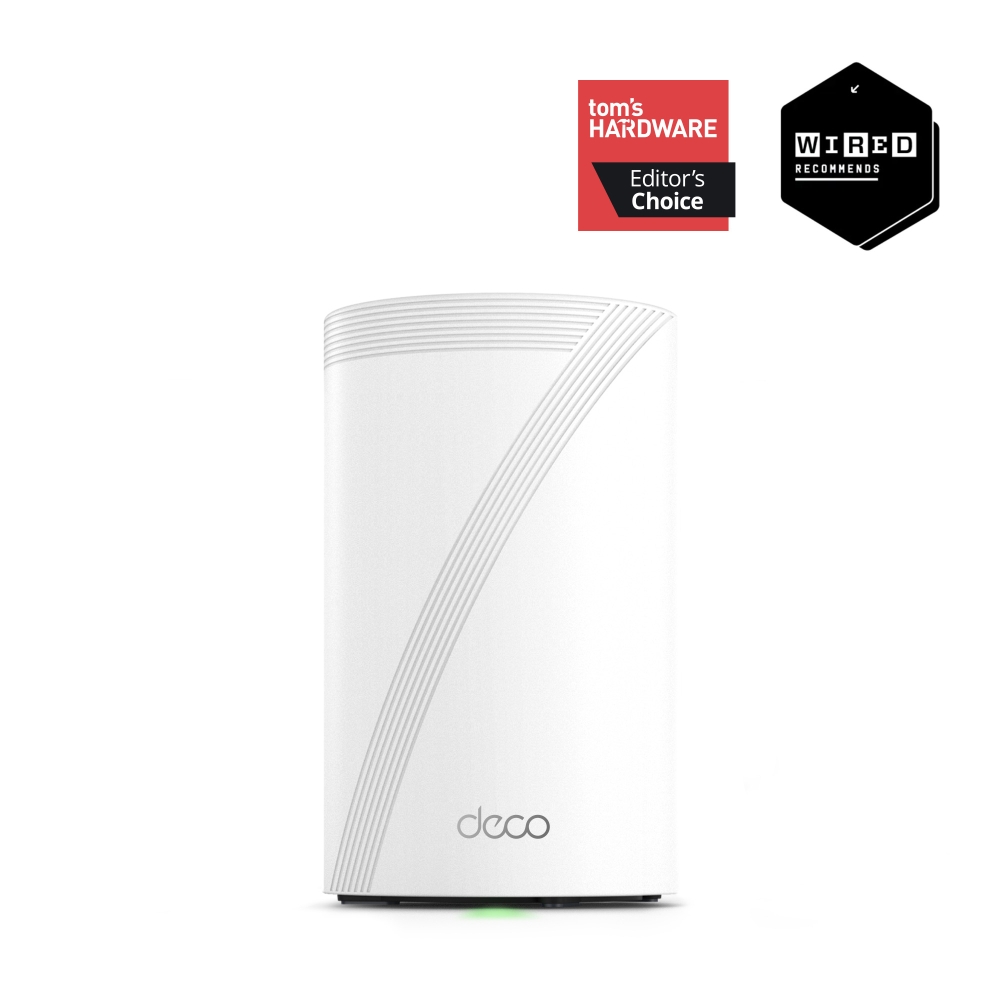 TP-Link Deco BE68 Wi-Fi 7 Mesh System (2-Pack, White) — front unit view