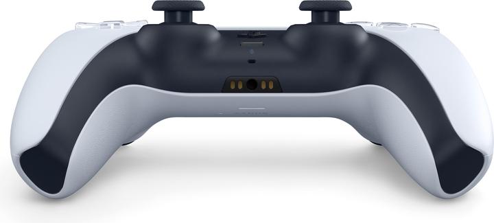 Sony PlayStation DualSense Wireless Controller (White) — Underside view with headset and charging contacts