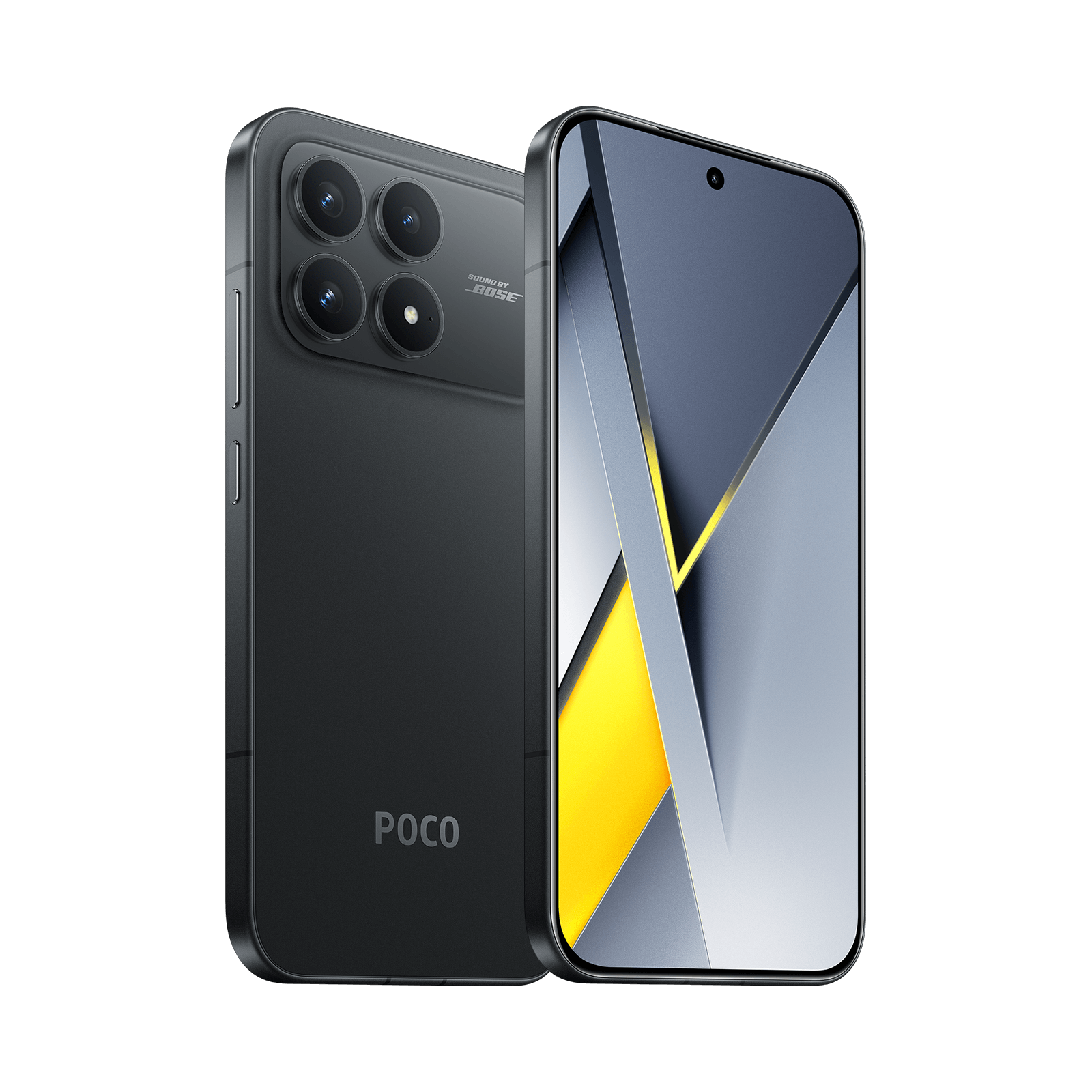 POCO F8 Pro Black — Angled front and rear view
