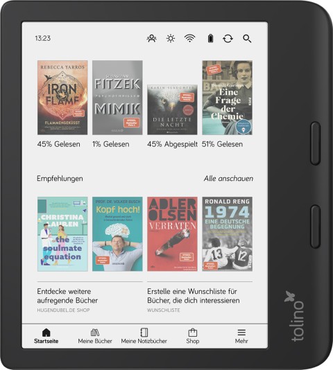 Black Tolino Vision Color eReader, front product view