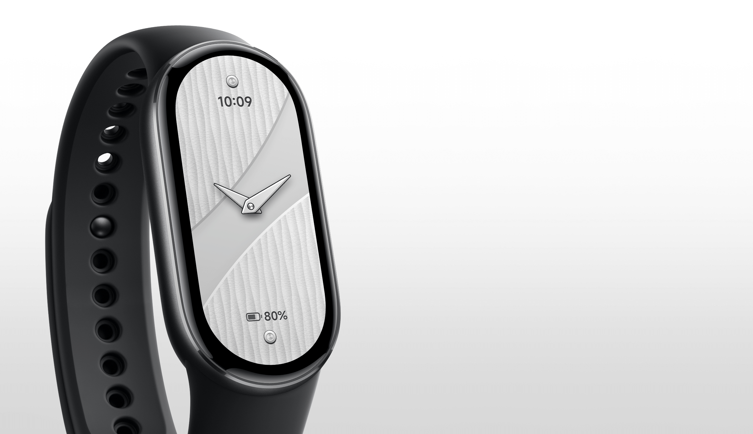Xiaomi Smart Band 10 (Midnight Black, EU) — Black strap and alternate clock face demonstration