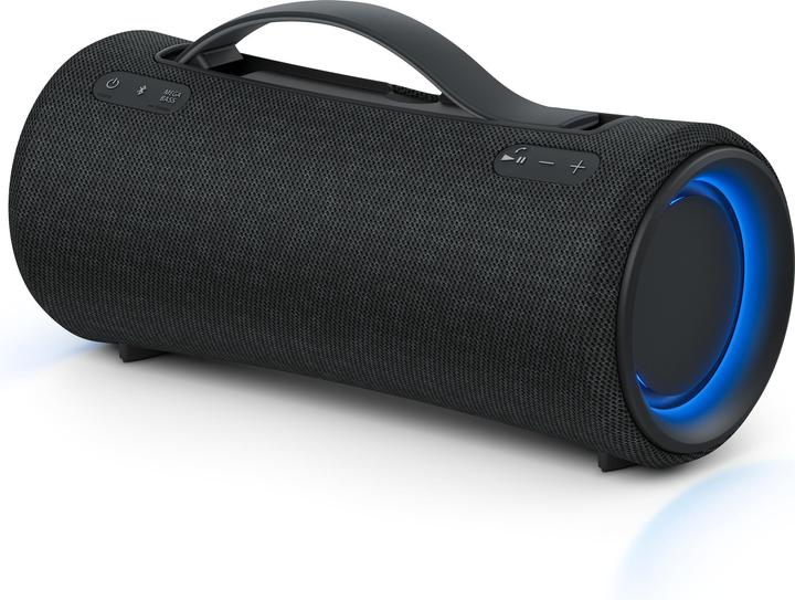 Sony SRS-XG300 Black — Three-quarter view with raised handle