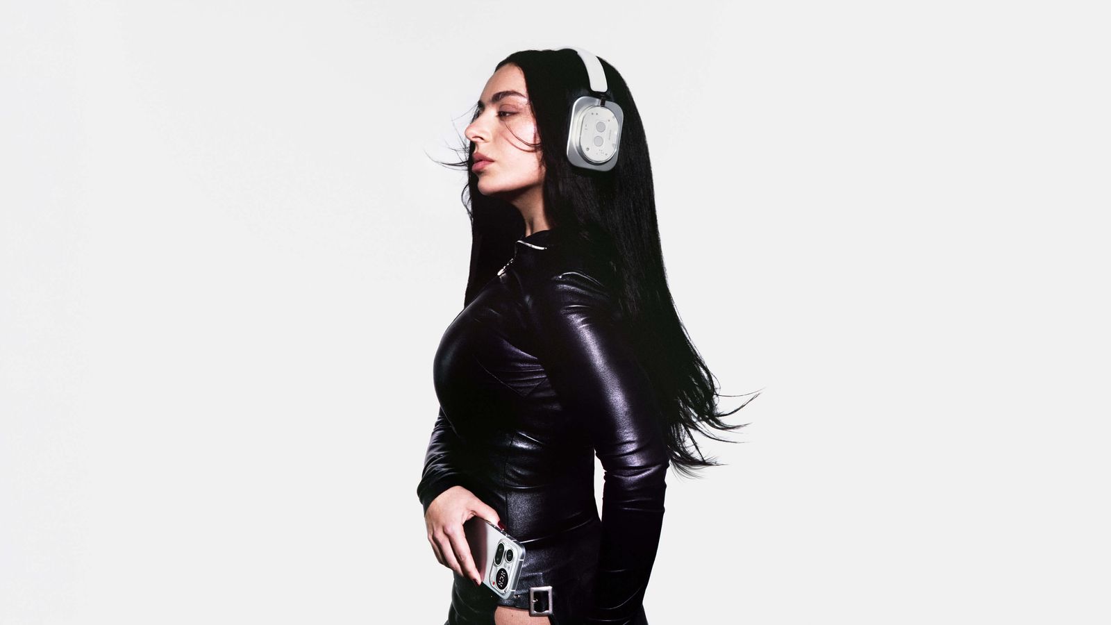 Nothing Headphone (1) Wireless ANC Headphones (White) — White headphones worn in profile