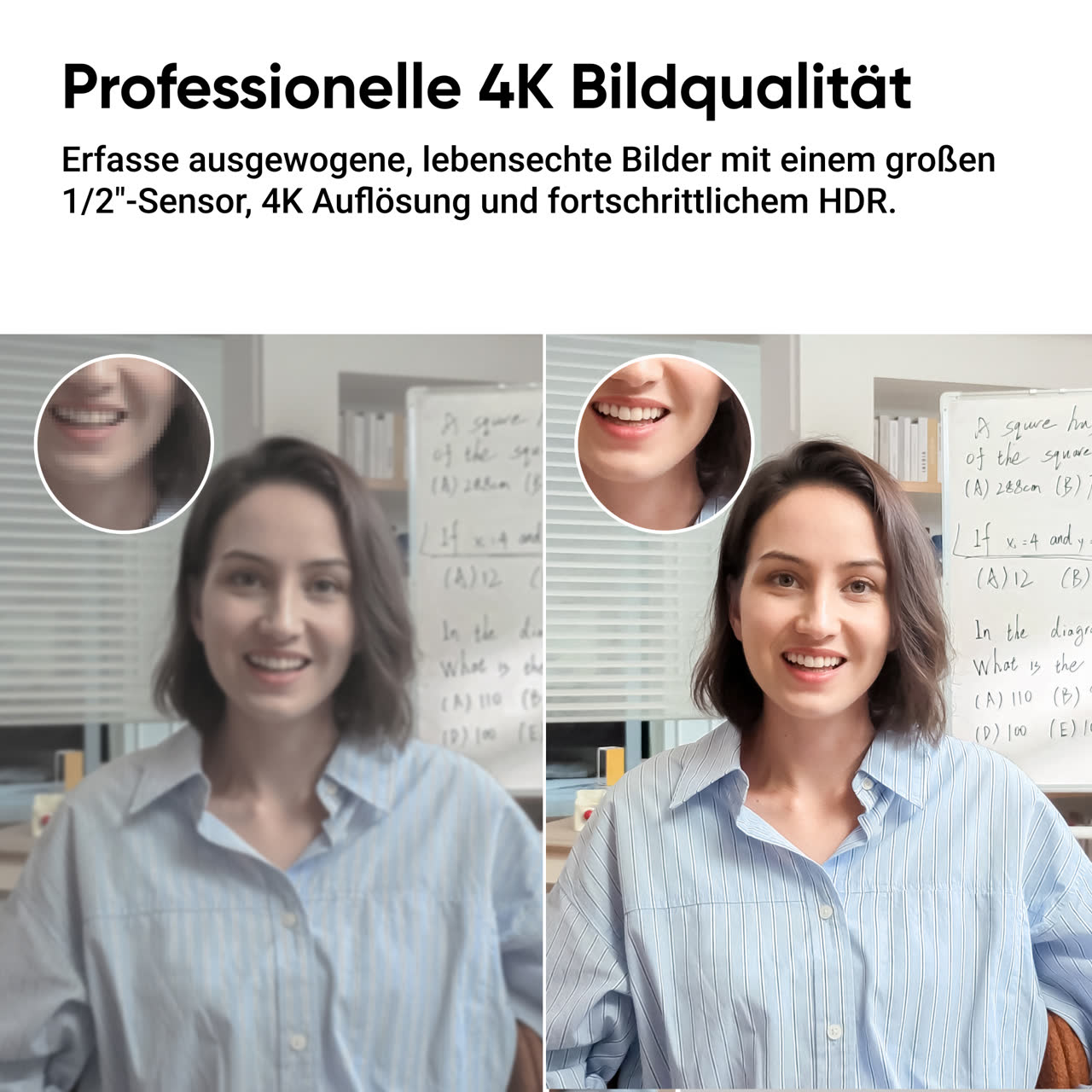 Insta360 Link 2 4K Webcam (Graphite Black, Standard Bundle) — 4K image quality illustration