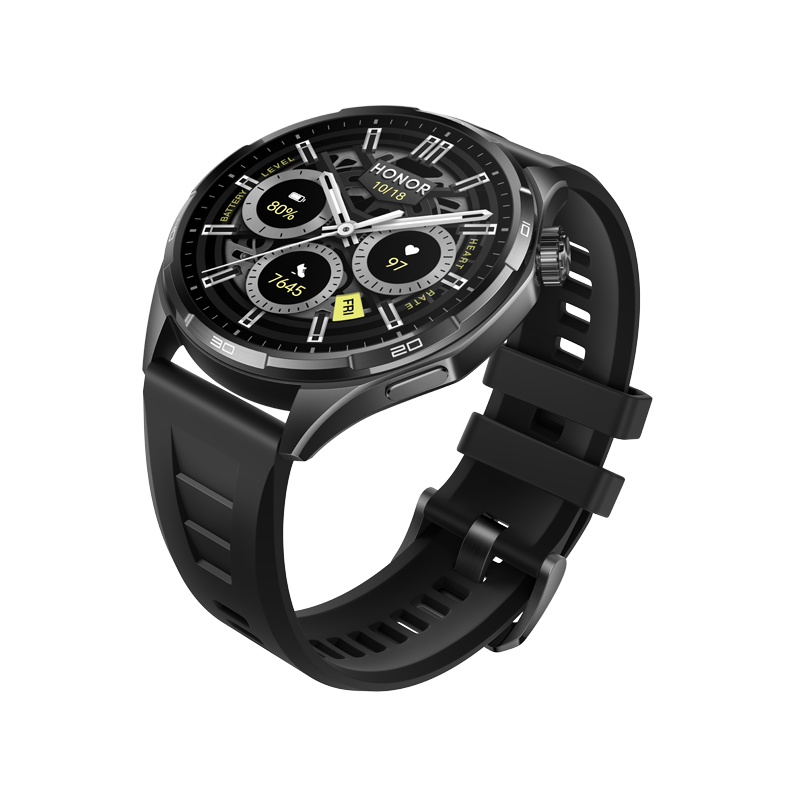 HONOR Watch 6 Shadow Black, display and bezel close-up