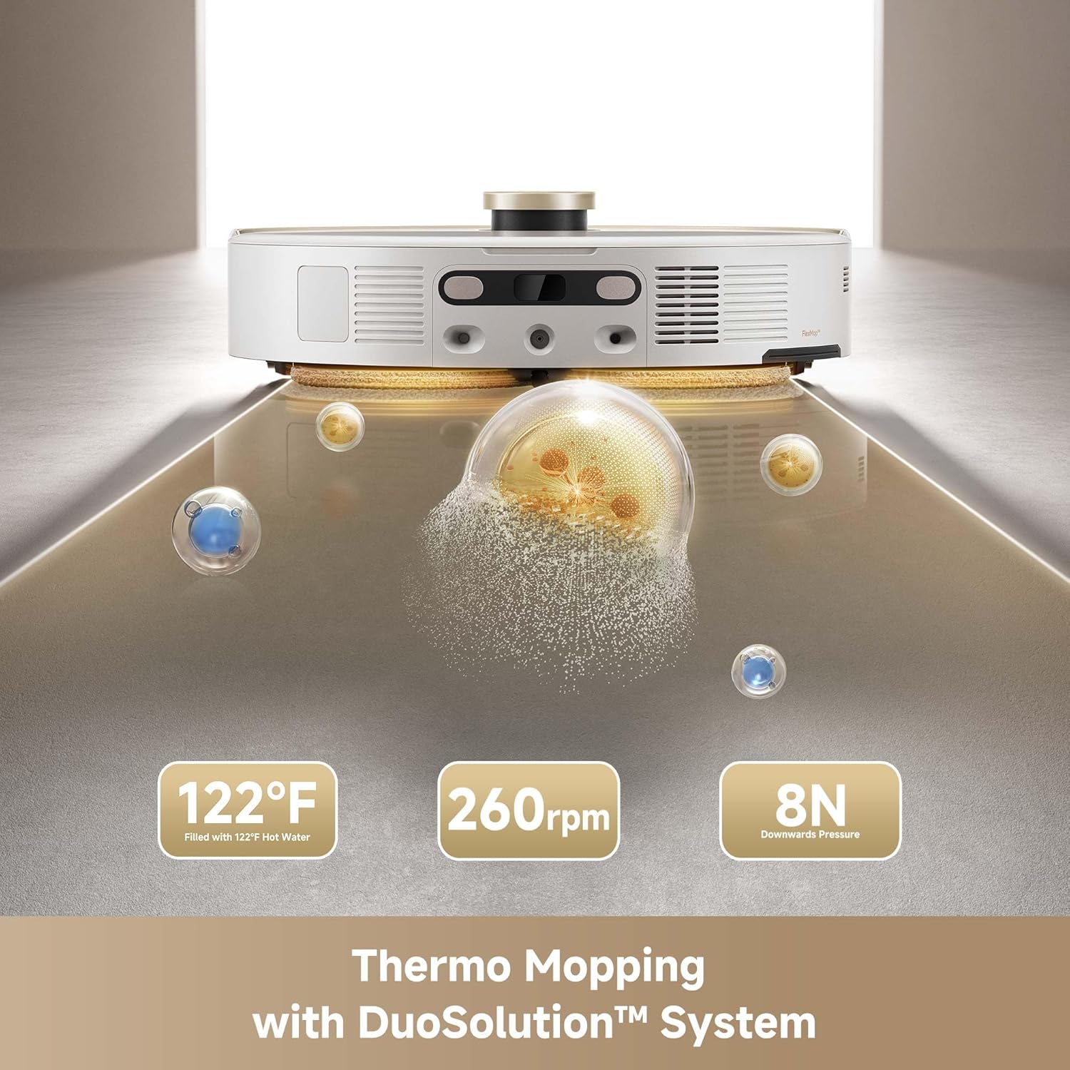 MOVA V50 Ultra Complete Robot Vacuum (White) — mopping illustration