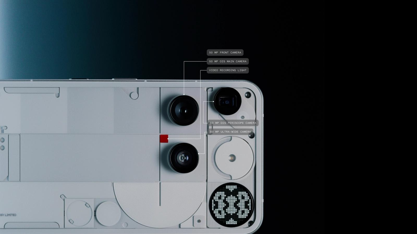 Nothing Phone (3) White — camera and Glyph Matrix detail