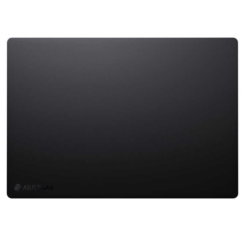 Nano Black ProArt P16 shown closed with its laptop lid facing up.