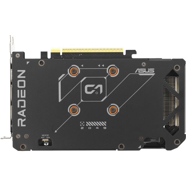 ASUS Dual Radeon RX 9060 XT 16 GB GDDR6 (Black, EU) rear view with protective backplate