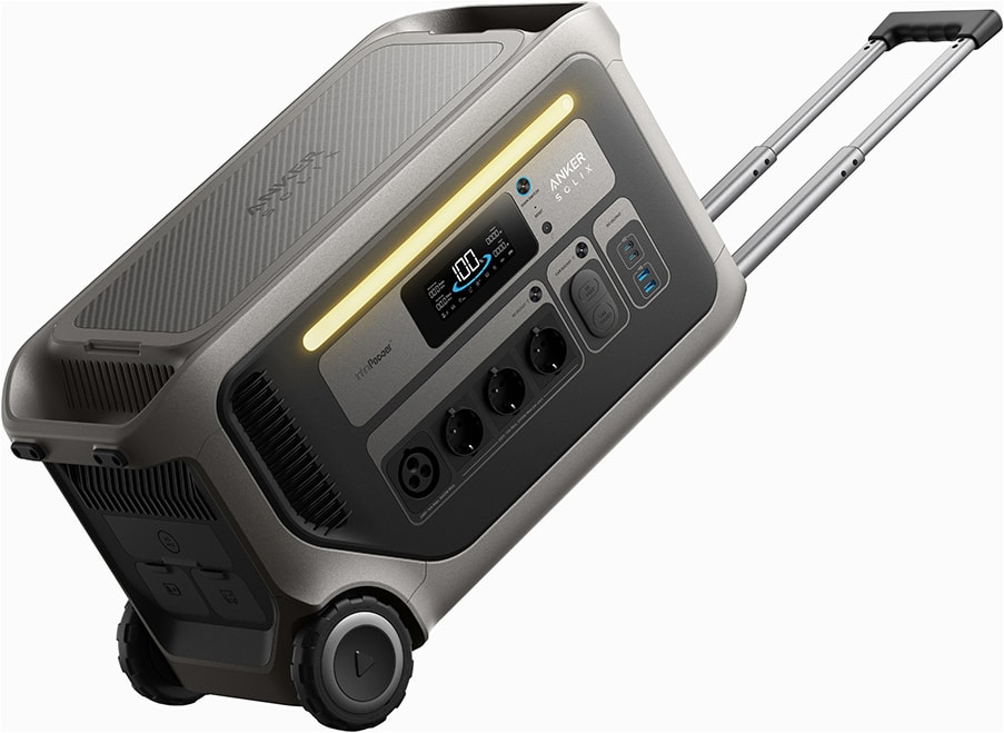 Anker SOLIX F3000 EasyTow wheels and telescopic handle