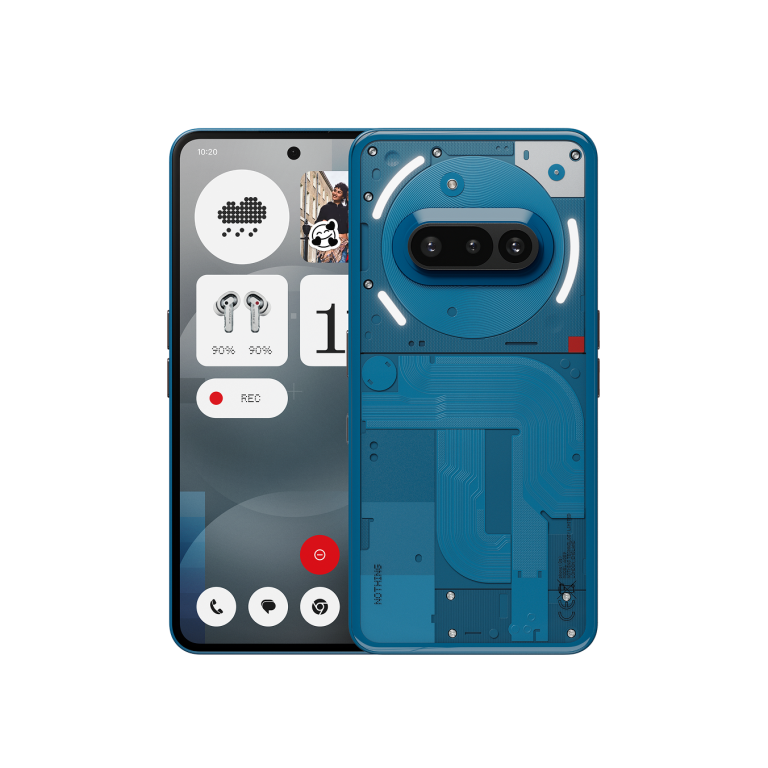 Nothing Phone (3a) Blue — front and rear views