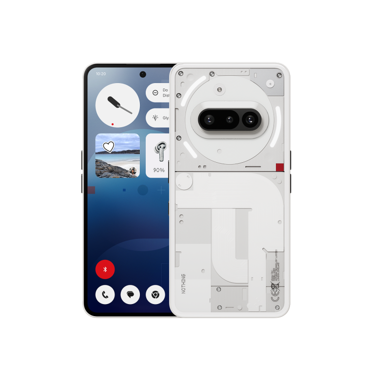 Nothing Phone (3a) White — front and rear views