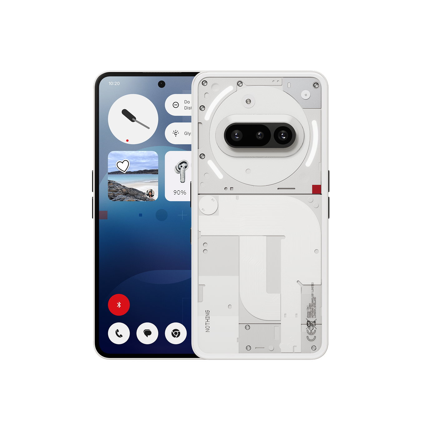Nothing Phone (3a) White — front and rear views
