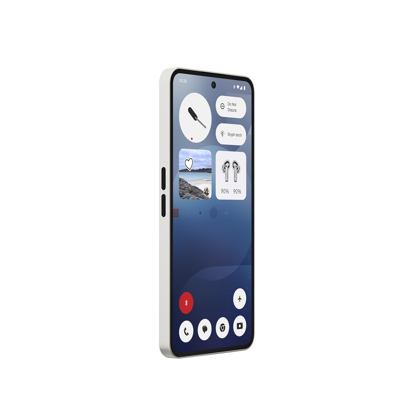 Nothing Phone (3a) White — right angle view