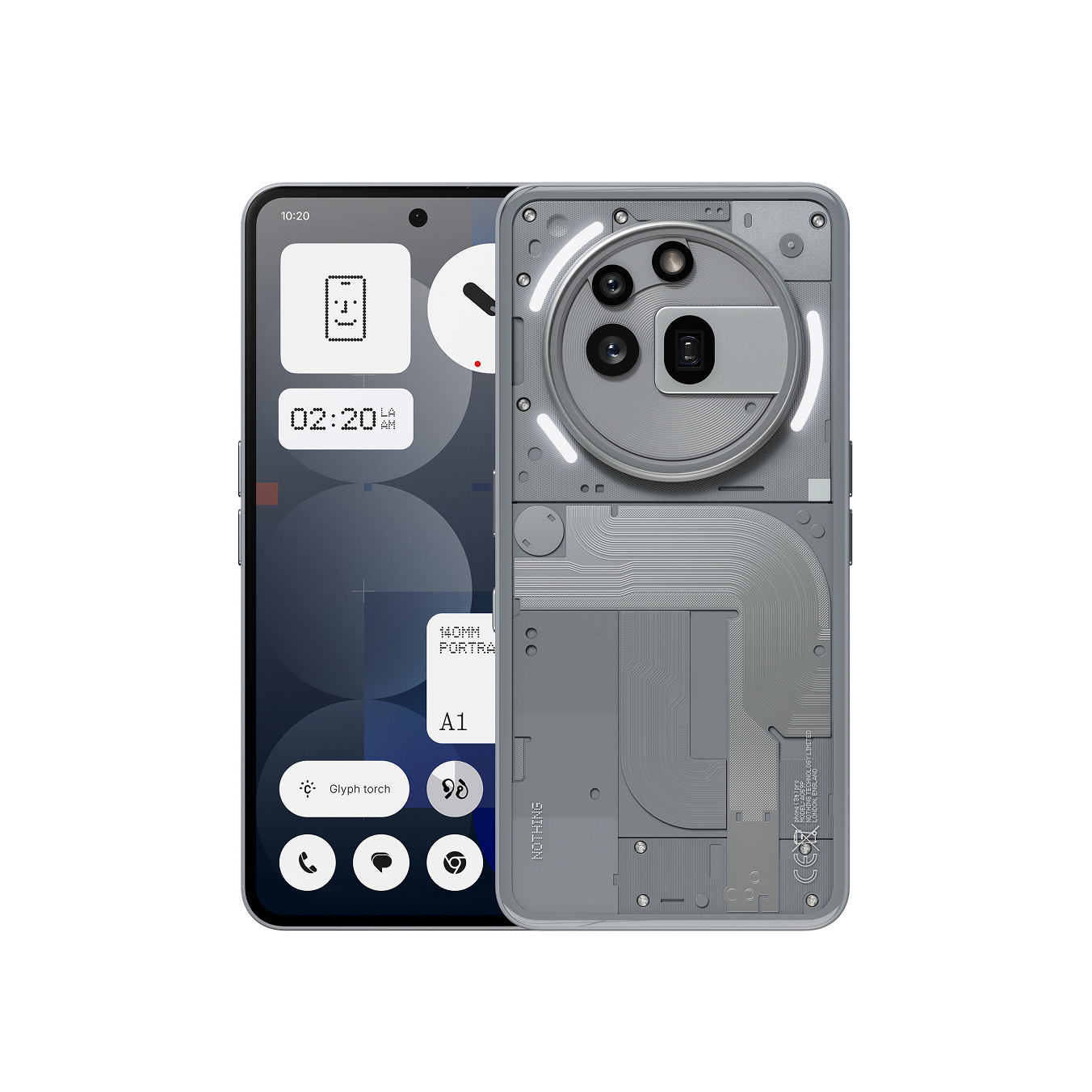 Nothing Phone (3a) Pro Grey — front and rear views