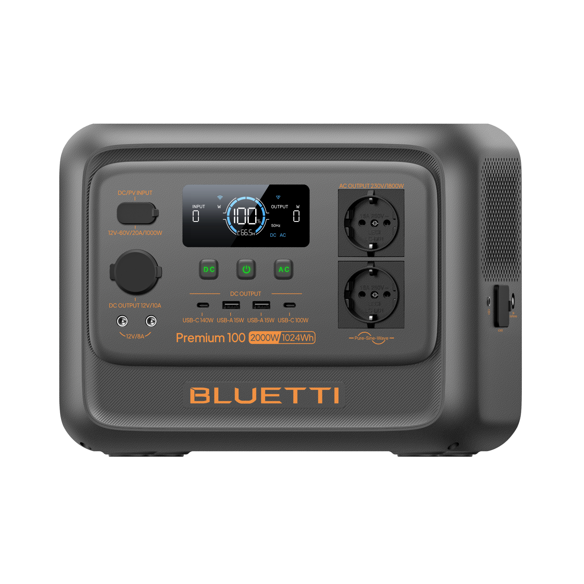 BLUETTI Premium 100 V2 EU, low right angled view