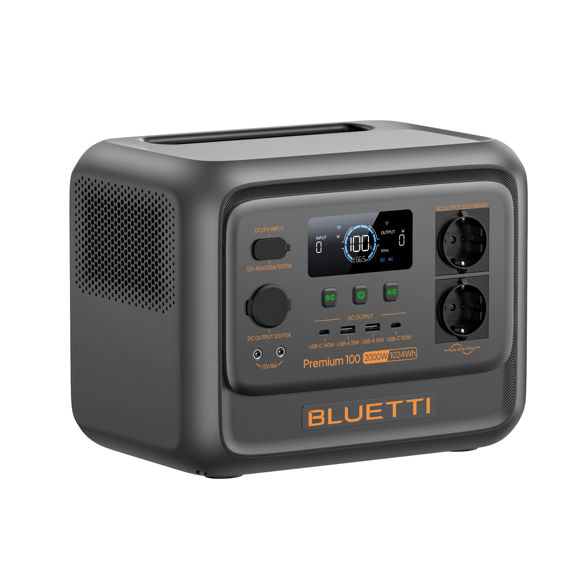 BLUETTI Premium 100 V2 EU, upper left angled view