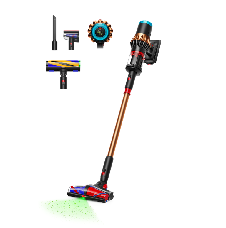 Dyson V16 Piston Animal Black Copper — пылесос целиком и насадки