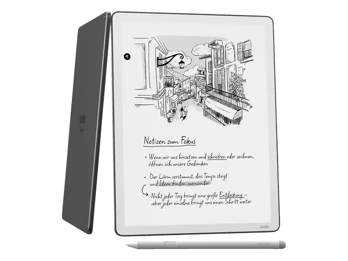 Amazon Kindle Scribe 2026 32GB Graphite - front and rear with Premium Pen