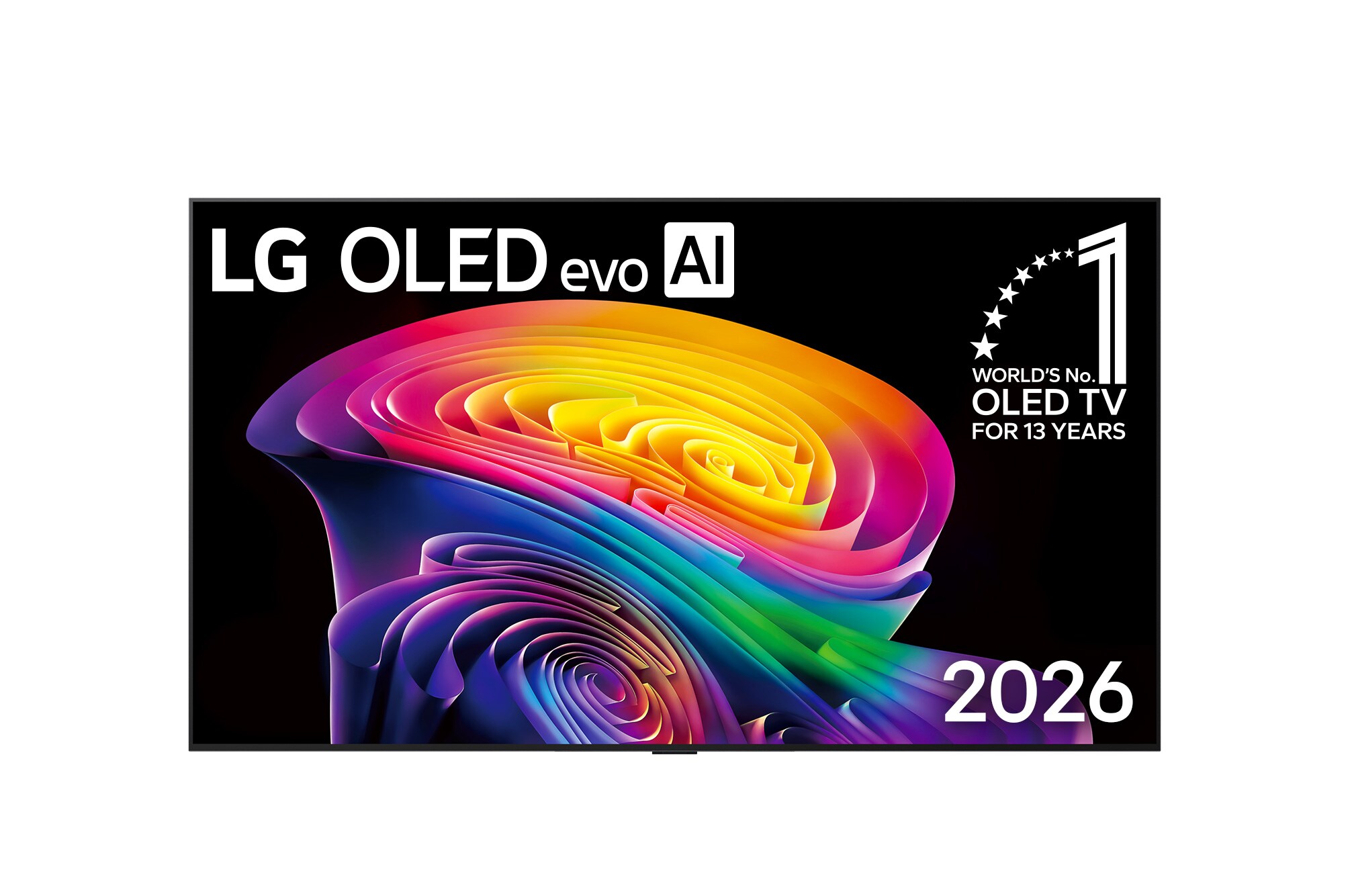 LG OLED55C6ELB 55-inch OLED television, complete front view on white background