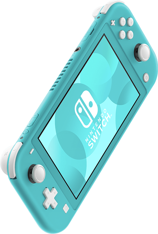 Nintendo Switch Lite Turquoise angled front product view
