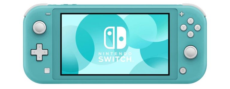 Nintendo Switch Lite Turquoise front view with integrated controls