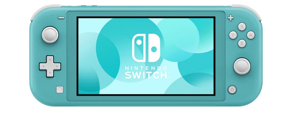 Nintendo Switch Lite Turquoise front view with integrated controls