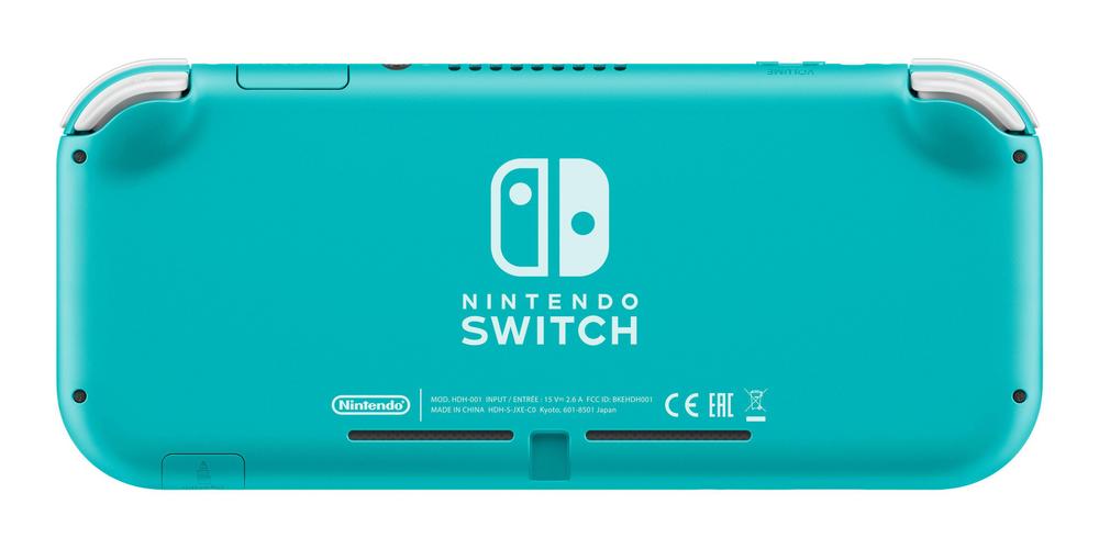 Nintendo Switch Lite Turquoise rear view with Nintendo logo