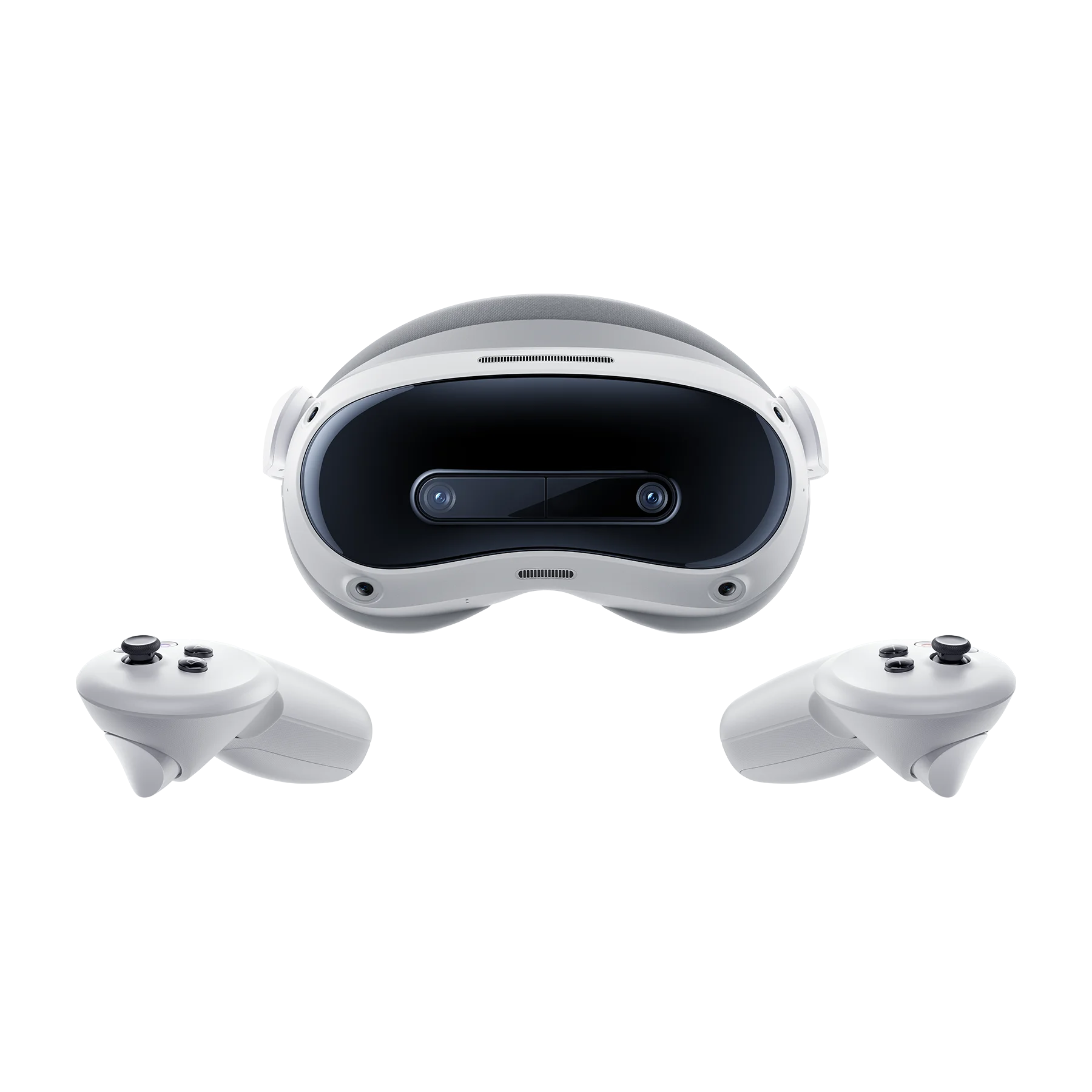 PICO 4 Ultra 256GB Mixed Reality Headset (White) — Headset front with controllers