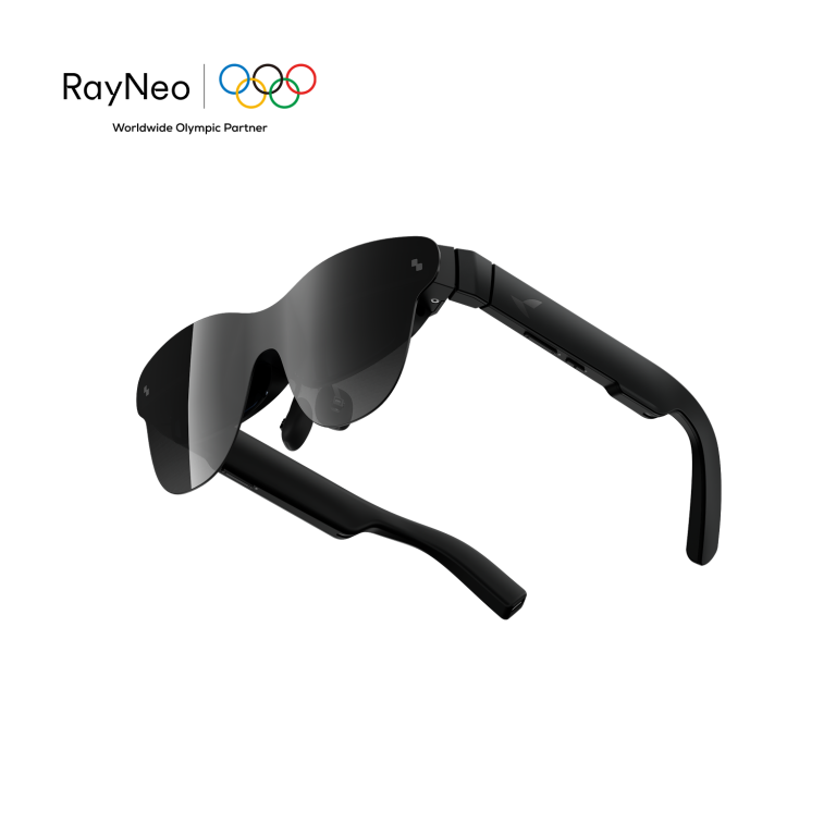 RayNeo Air 4 Pro AR Glasses (Black, EU Standard Kit) — Glasses three-quarter view