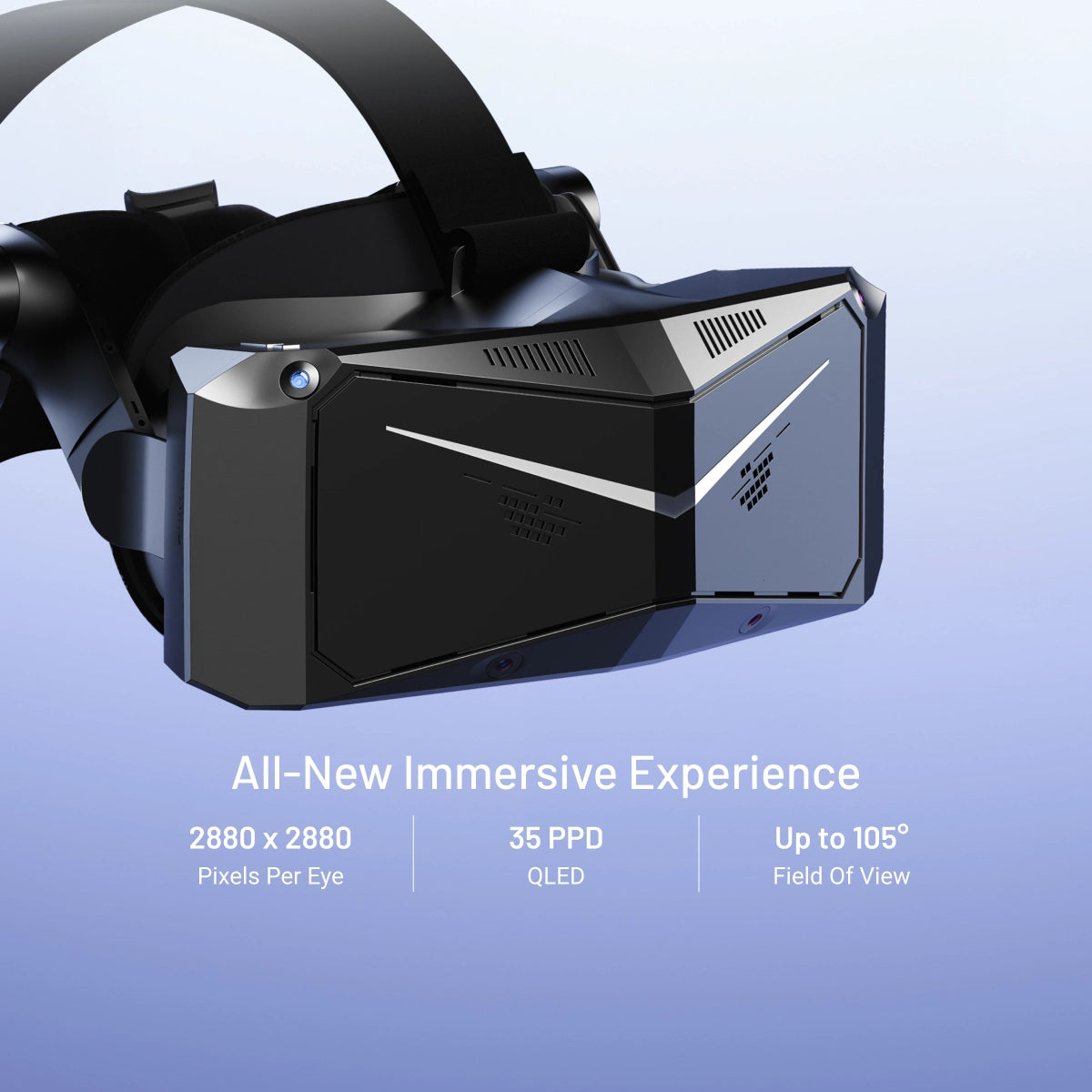 Pimax Crystal Light PC VR Headset (with Controllers) — headset front three-quarter illustration