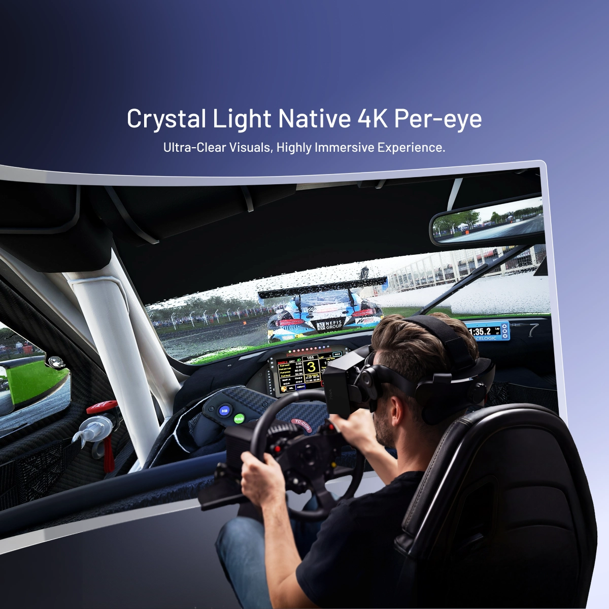 Pimax Crystal Light PC VR Headset (with Controllers) — racing simulator usage scene