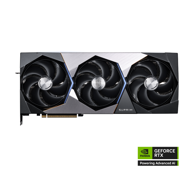 MSI GeForce RTX 5090 32G SUPRIM SOC Graphics Card — Front three-fan view with NVIDIA badge