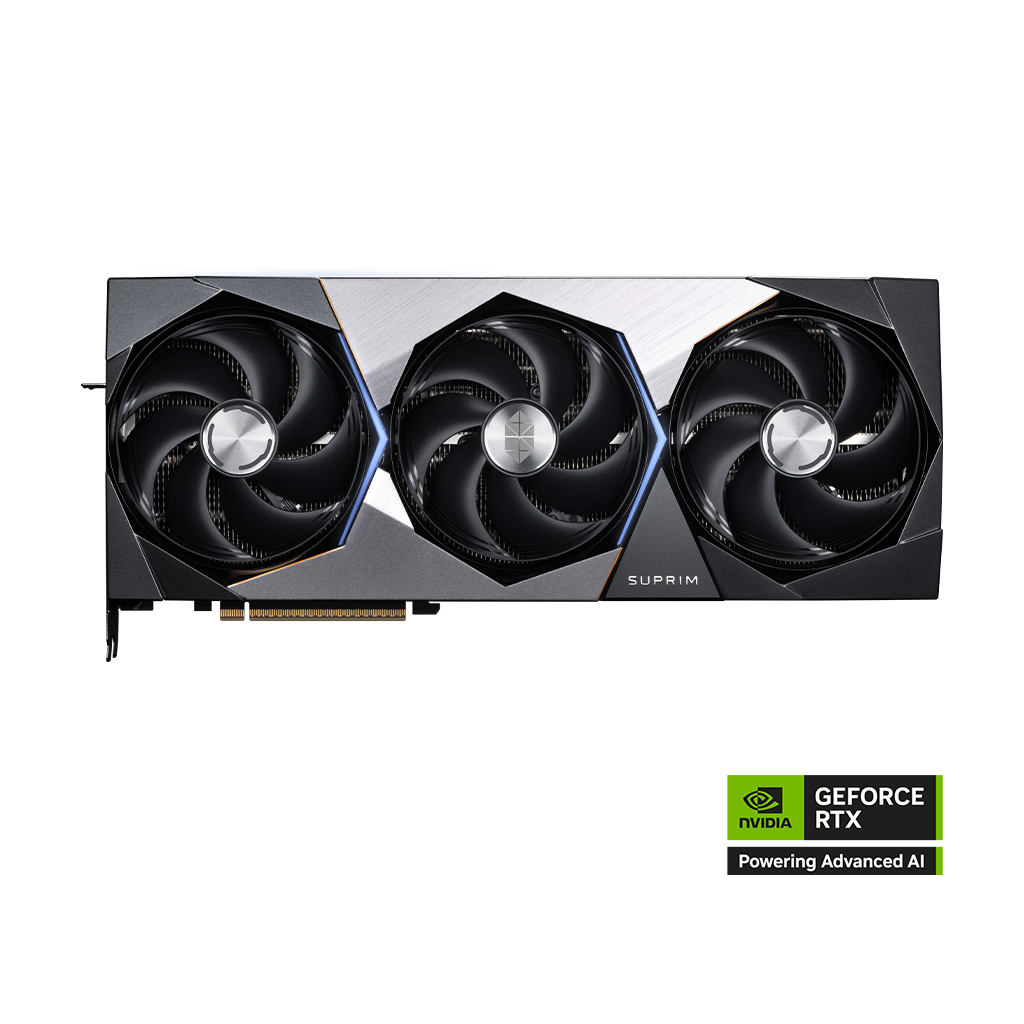 MSI GeForce RTX 5090 32G SUPRIM SOC Graphics Card — Front three-fan view with NVIDIA badge