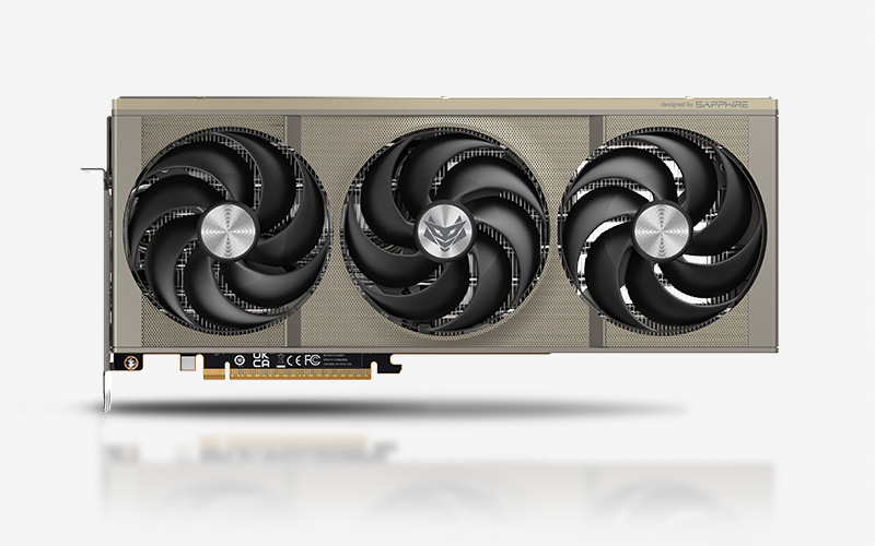 SAPPHIRE NITRO+ Radeon RX 9070 XT OC 16GB Graphics Card — Front three-fan view