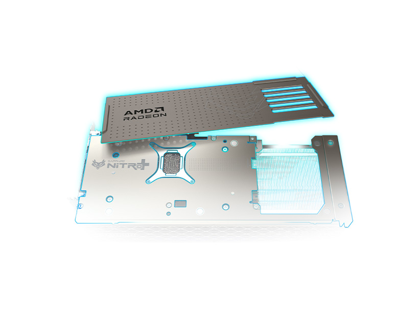 SAPPHIRE NITRO+ Radeon RX 9070 XT OC 16GB Graphics Card — MagniPlate magnetic-backplate illustration