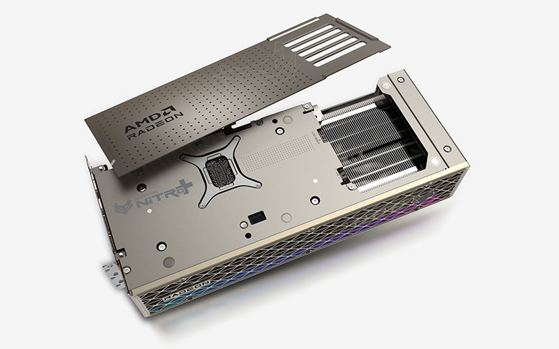 SAPPHIRE NITRO+ Radeon RX 9070 XT OC 16GB Graphics Card — Rear with magnetic backplate removed