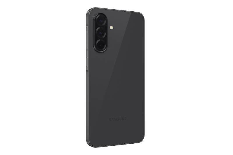 Samsung Galaxy A36 5G Awesome Black EU, rear left three-quarter view