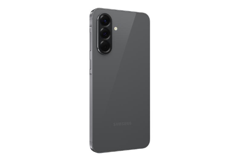Samsung Galaxy A56 5G Awesome Graphite EU, rear left three-quarter view