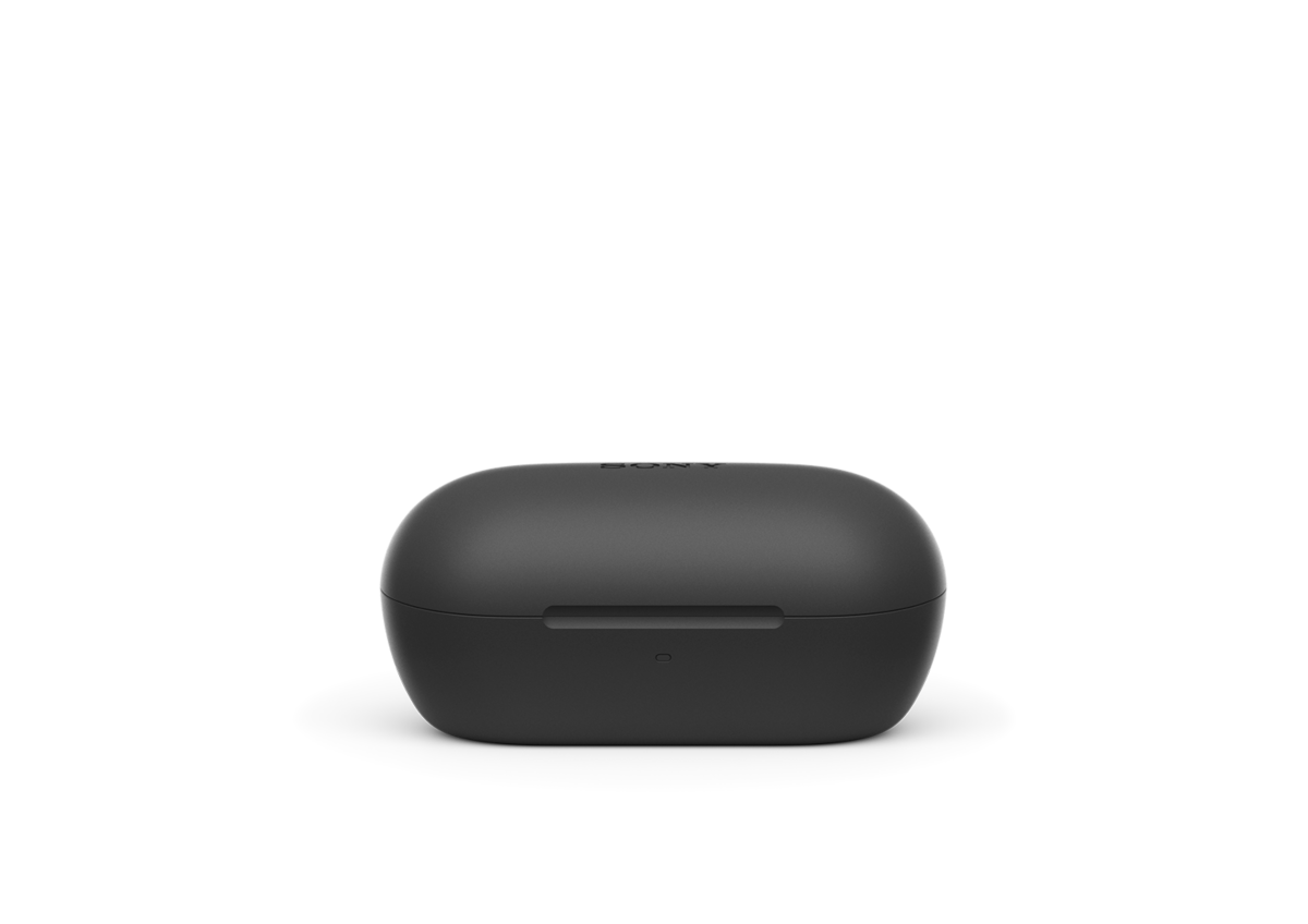 Sony WF-C710N Black charging case closed front view