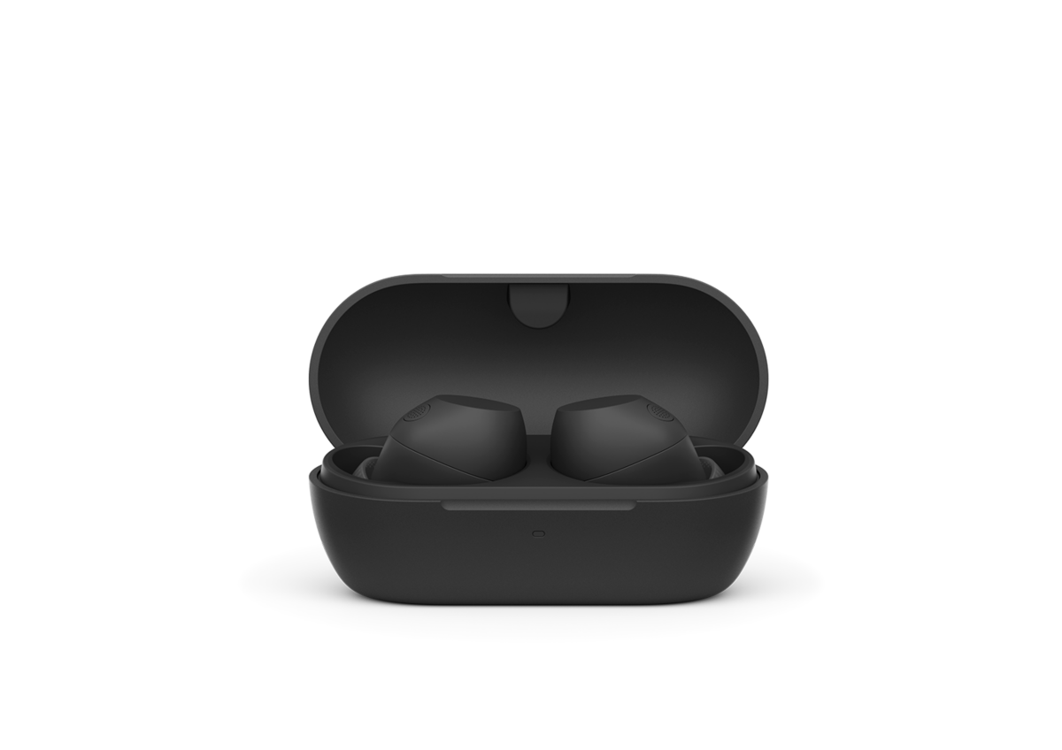 Sony WF-C710N Black earbuds in open charging case