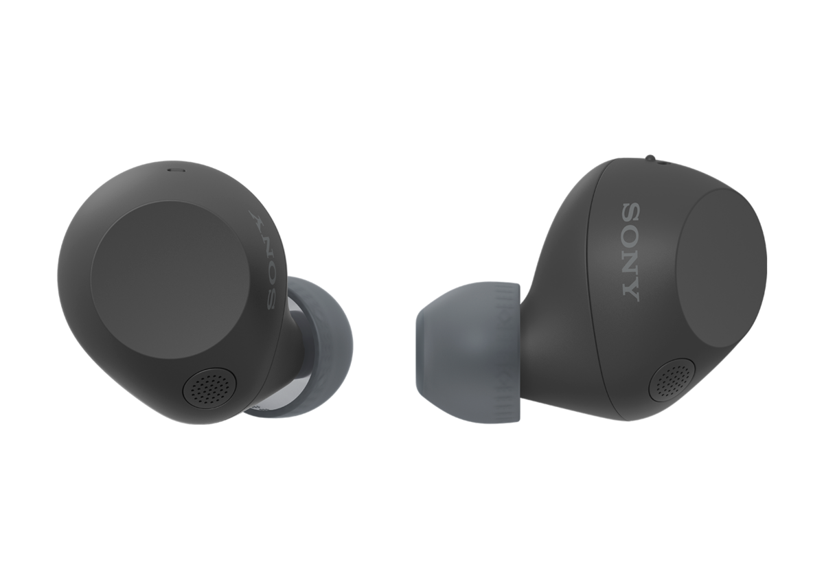 Sony WF-C710N Black left and right earbuds side view