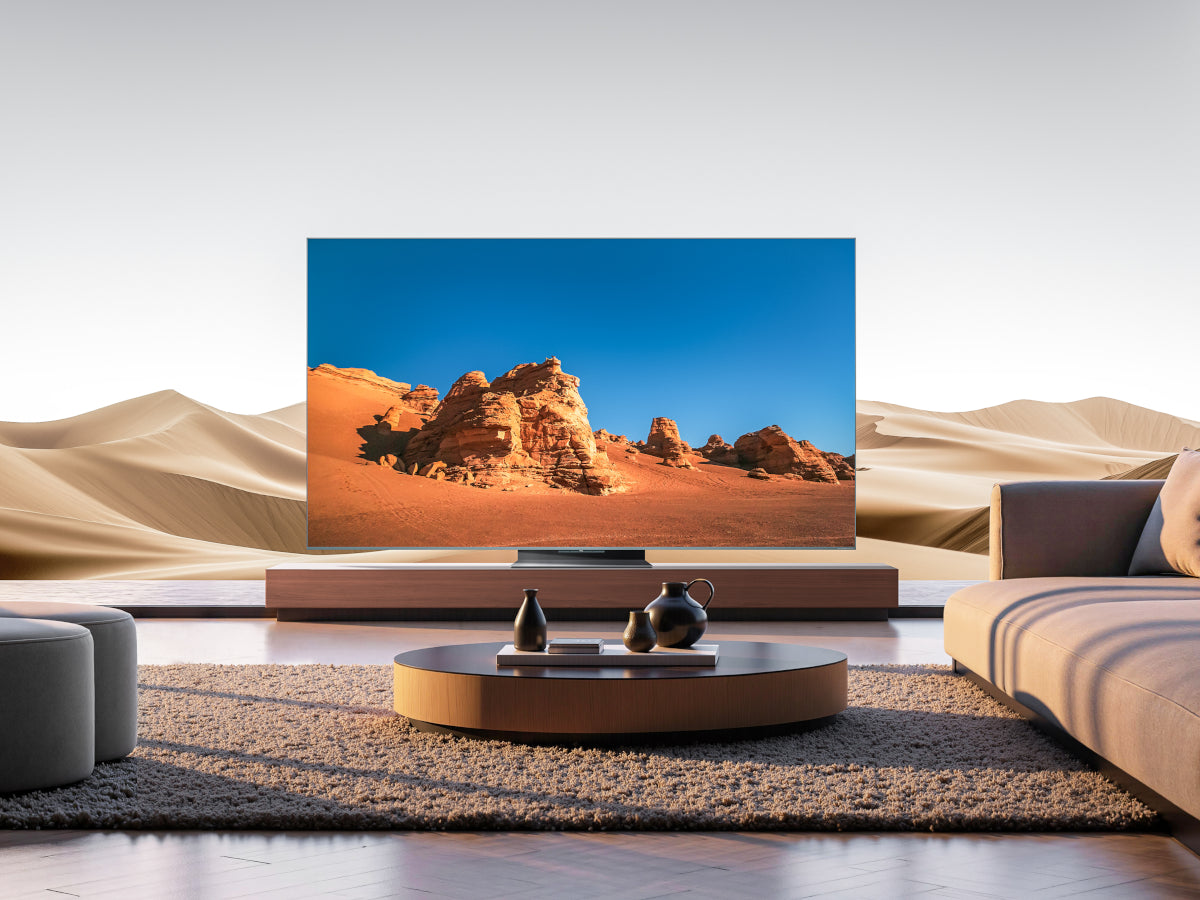 TCL C9K QD-Mini LED television in a modern living room