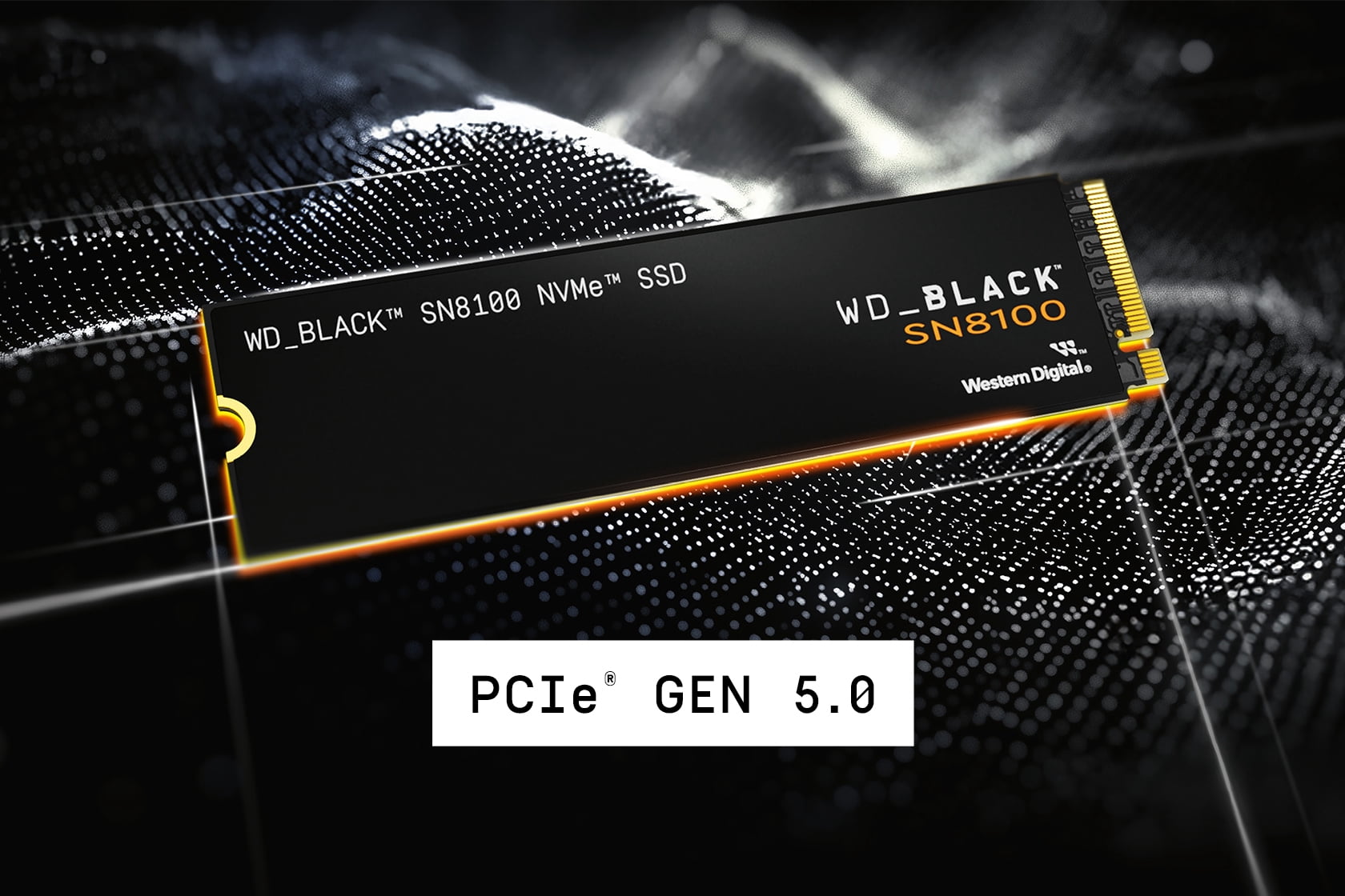WD_BLACK SN8100 1TB SSD on PCIe Gen 5.0 performance background